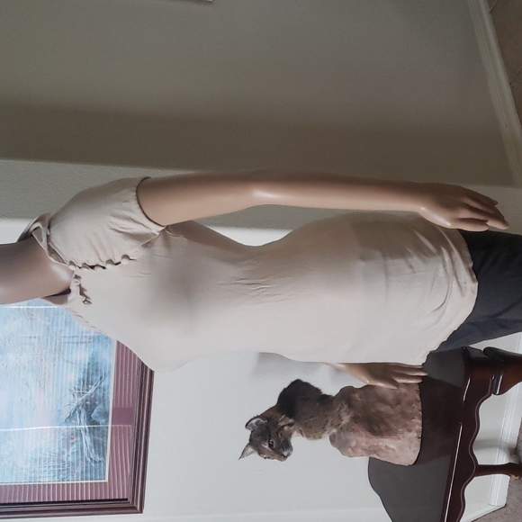 Moda International s button up mockneck sexy stretchy cap sleeve - Picture 2 of 9